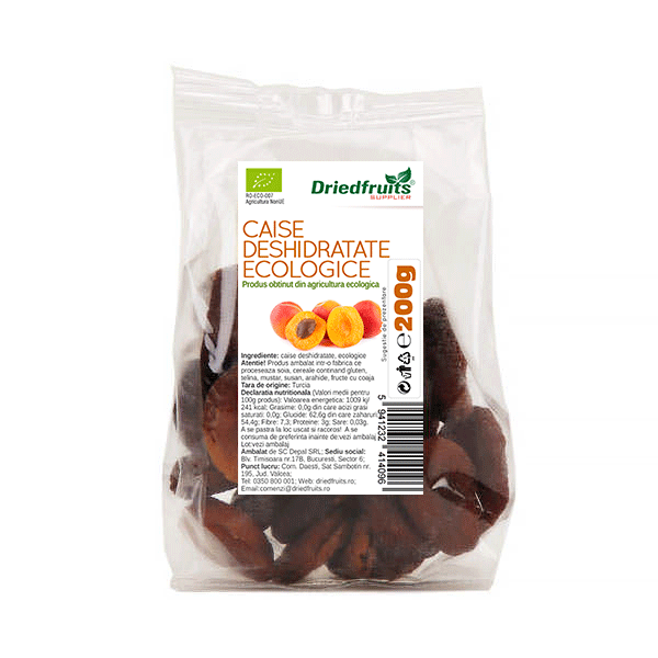 Caise deshidratate naturale BIO Driedfruits – 200 g driedfruits.ro/ Fructe Deshidratate & Confiate